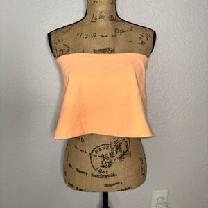 Elizabeth & James Sunwashed Orange Ponte Knit Strapless Addilyn Crop Top Size M